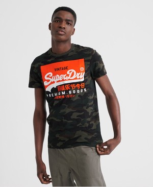 Superdry Premium Goods Camo Férfi Pólók Zöld/Camo | KGAMP3658